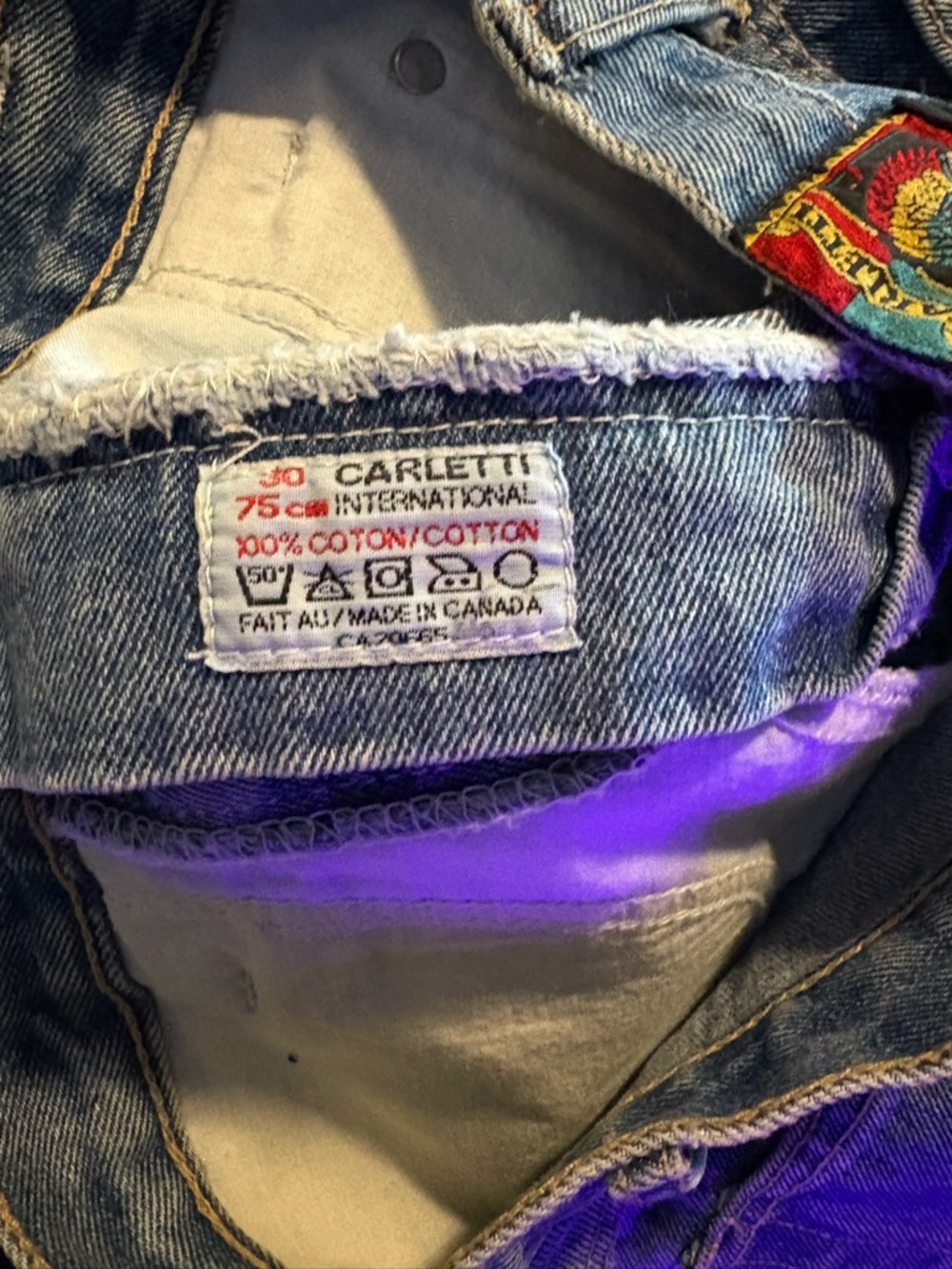 Vintage Carletti High-Waist Studded Denim Shorts - Blue - Picture 4 of 5